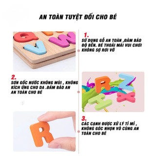Bảng chữ cái gỗ nổi cho bé 30x22cm đồ chơi giáo dục nhận biết chữ cái cho trẻ từ 2 đến 6 tuổi