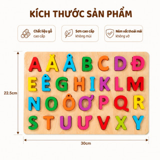 Bảng chữ cái gỗ nổi cho bé 30x22cm đồ chơi giáo dục nhận biết chữ cái cho trẻ từ 2 đến 6 tuổi