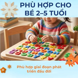 Bảng chữ cái gỗ nổi cho bé 30x22cm đồ chơi giáo dục nhận biết chữ cái cho trẻ từ 2 đến 6 tuổi