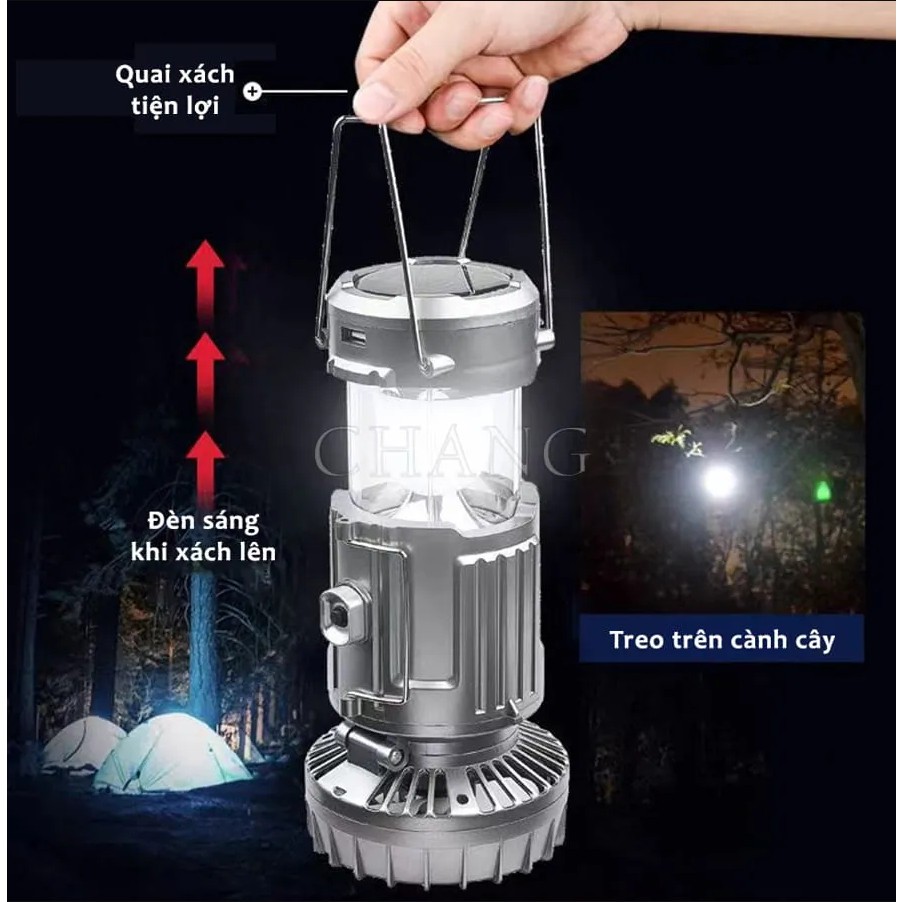 Quạt Tích Điện, Đèn năng lượng mặt trời, đèn tích điện 3in1 chiếu sáng, kèm quạt tích điện và sạc điện thoại