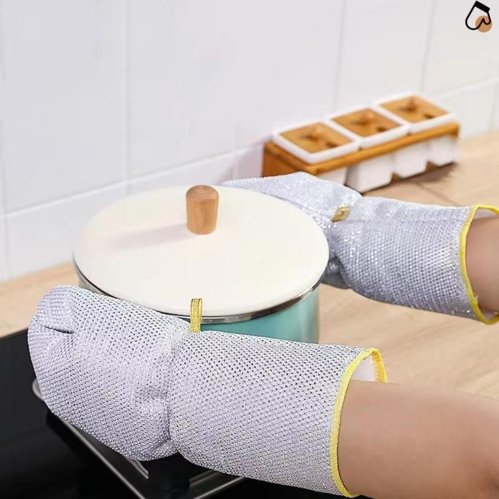 2 Găng Tay Rửa Chén, Vải Làm Sạch Dây Chống Thấm Nước Nhà Bếp, Dụng Cụ Vệ Sinh Đa Năng Nồi Bếp Chống Trầy Xước N F8