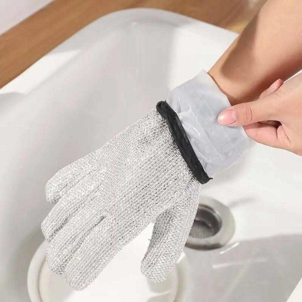 2 Găng Tay Rửa Chén, Vải Làm Sạch Dây Chống Thấm Nước Nhà Bếp, Dụng Cụ Vệ Sinh Đa Năng Nồi Bếp Chống Trầy Xước N F8