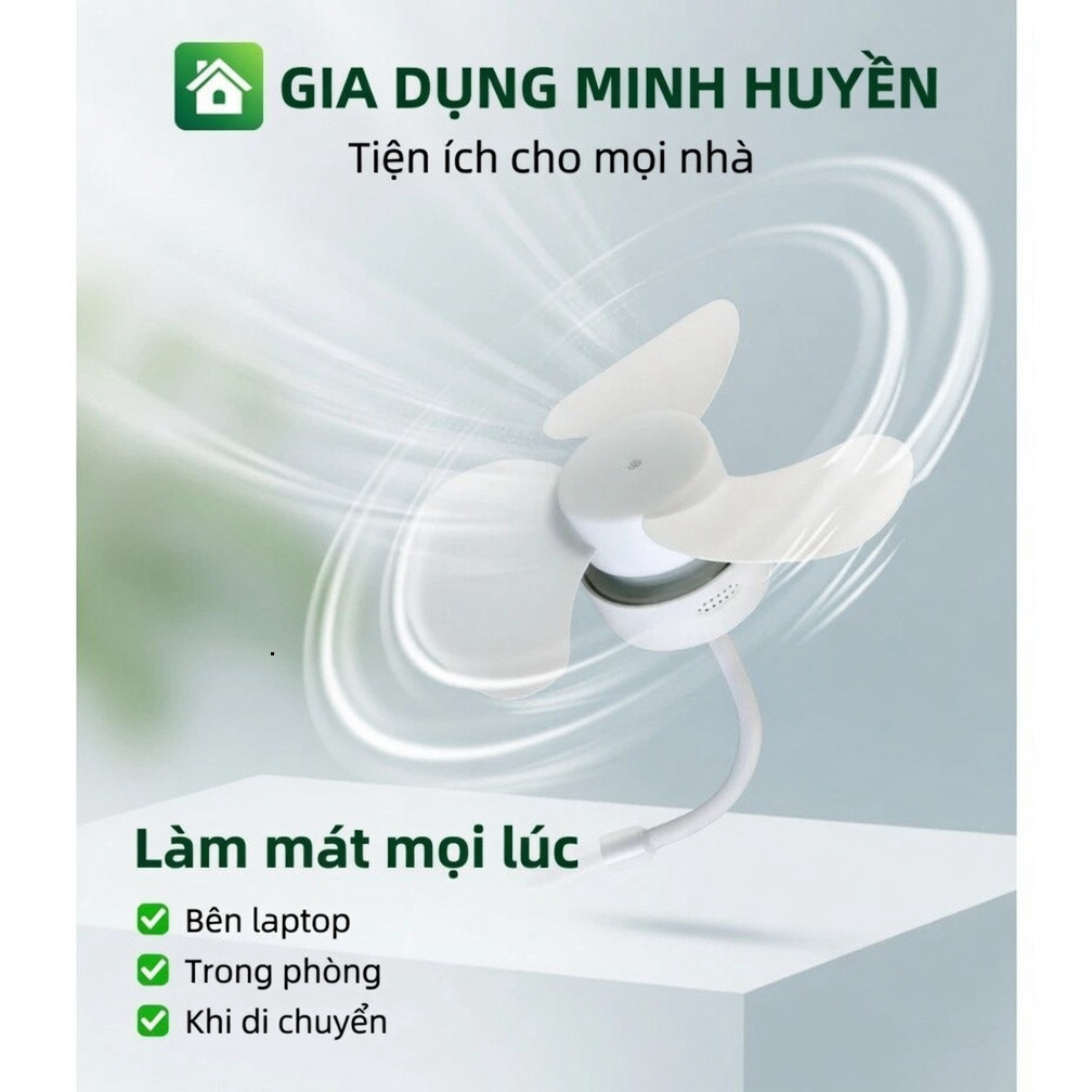 Quạt Cầm Tay Mùa Hè Ngoài Trời Và Du Lịch Đầu Cắm USB Làm Mát Im Lặng Không Dây Mini