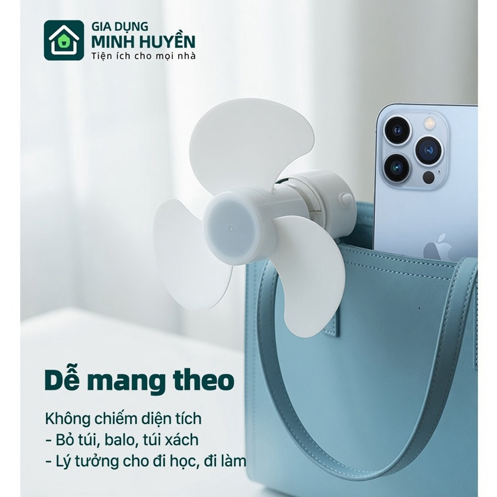Quạt Cầm Tay Mùa Hè Ngoài Trời Và Du Lịch Đầu Cắm USB Làm Mát Im Lặng Không Dây Mini