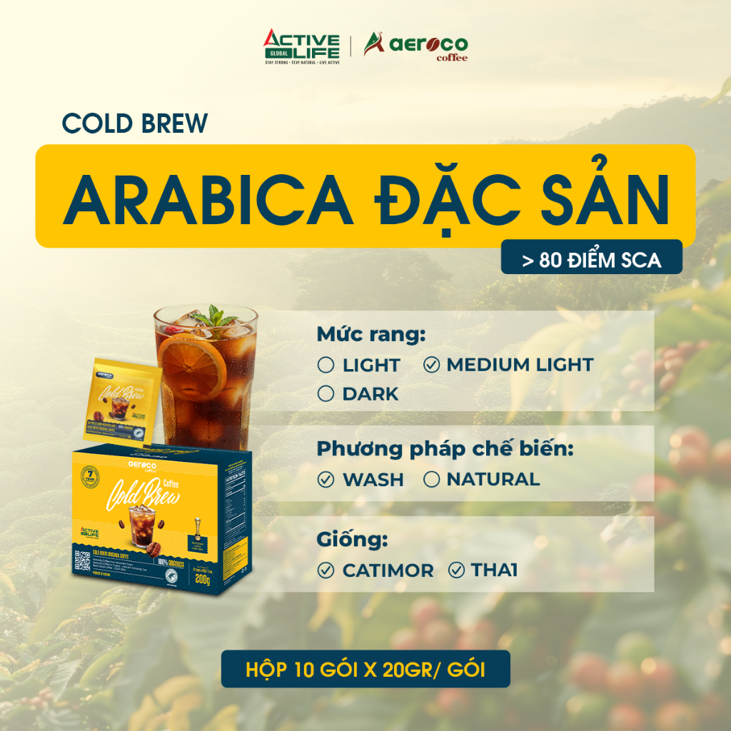 Cà Phê Cold Brew Aeroco 100% Arabica Đặc Sản  - Cà phê ủ lạnh túi lọc Nhật Bản cao cấp