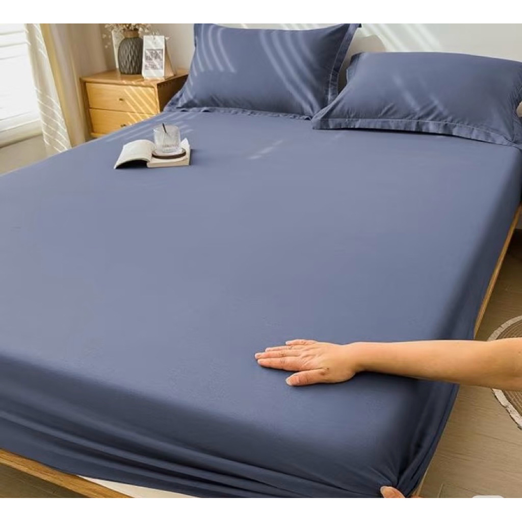 BỘ 3 MÓN PHI LỤA TRƠN MỀM MỊN MÁT (1 ga bo chun và 2 vỏ gối nằm)