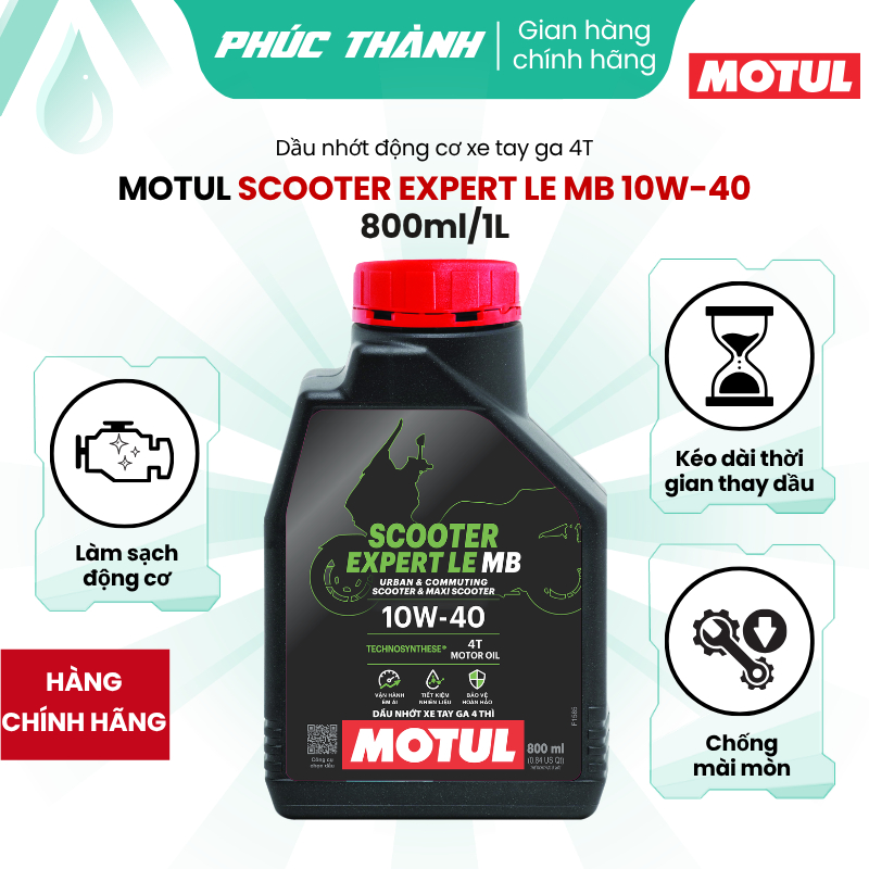 Dầu Nhớt Xe Tay Ga Cao Cấp MOTUL SCOOTER EXPERT LE 4T 10W40 800ml - Chính Hãng