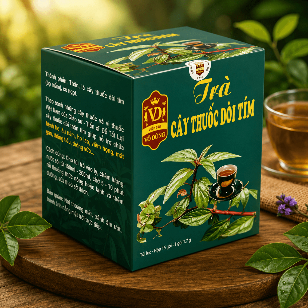 COMBO 3  HỘP - Trà Thảo Dược Thuốc Dòi Tím (Bọ Mắm) Túi Lọc 15 Gói | Hỗ Trợ Thanh Nhiệt, Dịu Cổ Họng, Chăm Sóc Hô Hấp
