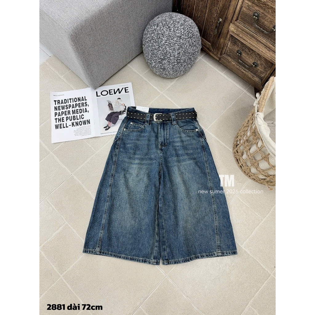 [Sẵn/QC] Quần Ngố Jeans Nữ Dáng Basic Dài 70cm Chất Mềm Tặng Kèm Đai #2881