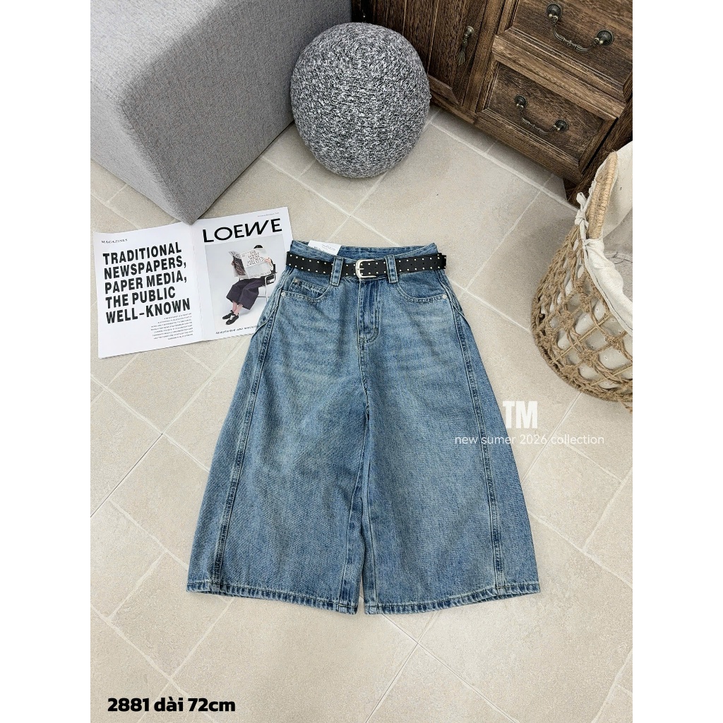[Sẵn/QC] Quần Ngố Jeans Nữ Dáng Basic Dài 70cm Chất Mềm Tặng Kèm Đai #2881