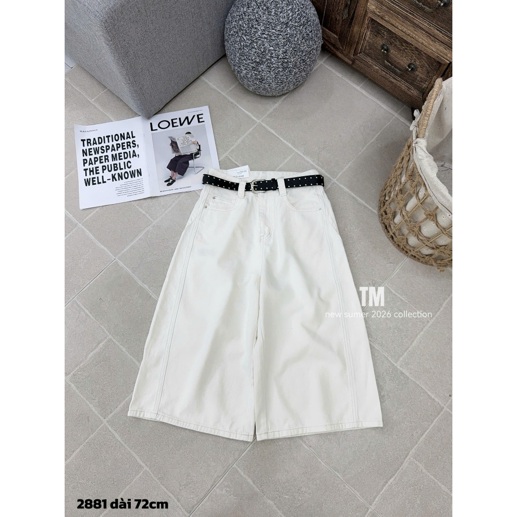 [Sẵn/QC] Quần Ngố Jeans Nữ Dáng Basic Dài 70cm Chất Mềm Tặng Kèm Đai #2881