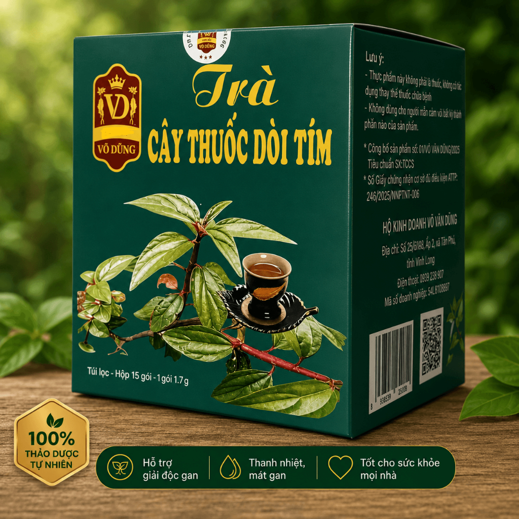 Trà Thảo Dược Thuốc Dòi Tím (Bọ Mắm) Túi Lọc 15 Gói | Hỗ Trợ Thanh Nhiệt, Dịu Cổ Họng, Chăm Sóc Hô Hấp