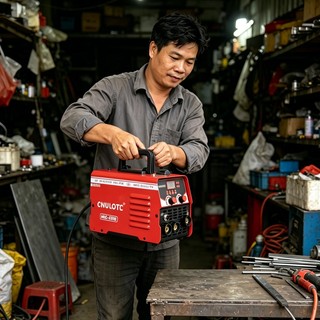 MIG 250E 2in1 hàn que & MIG không khí, 220V, 3.3kg, nhẹ cho gia đình, có phụ kiện kèm