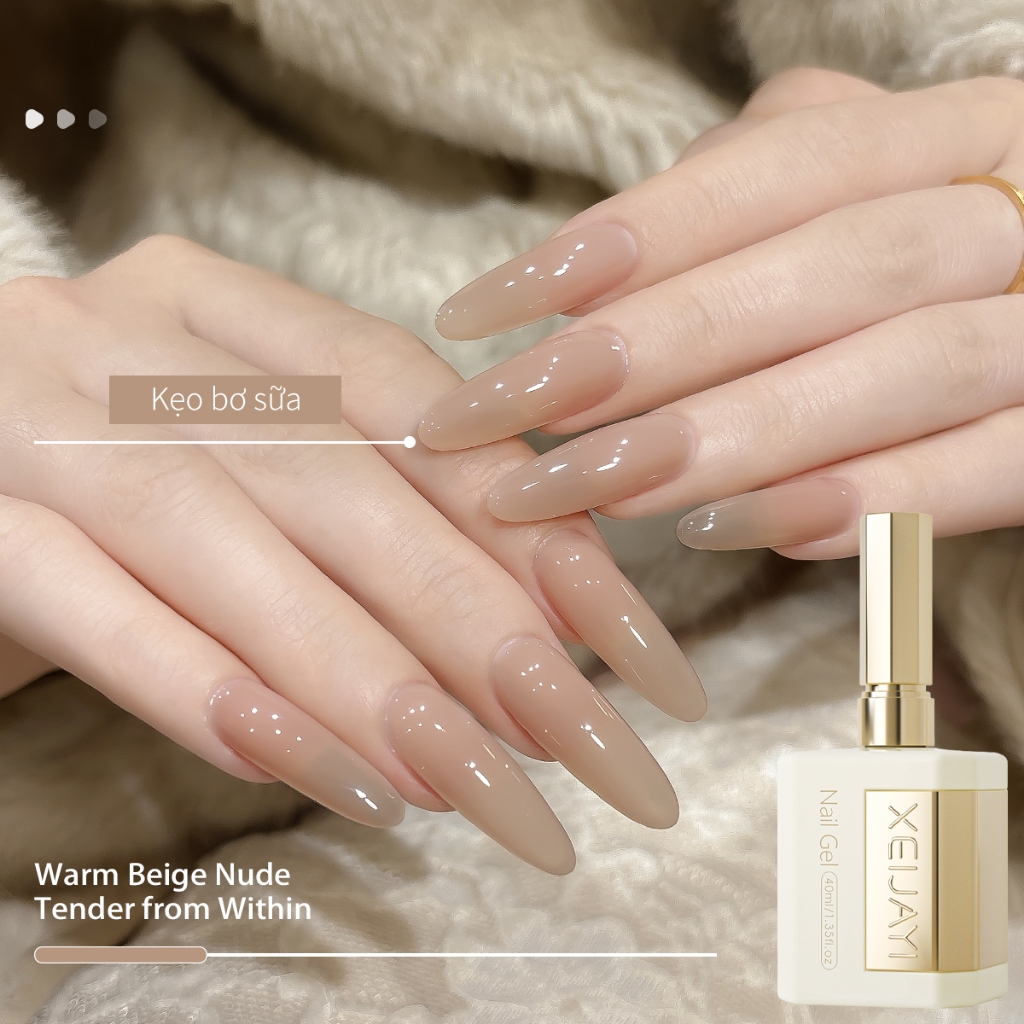 XEIJAYI 40ml - Sơn móng tay dạng gel màu nâu nhạt, bền màu, phù hợp cho salon và sử dụng hàng ngày.