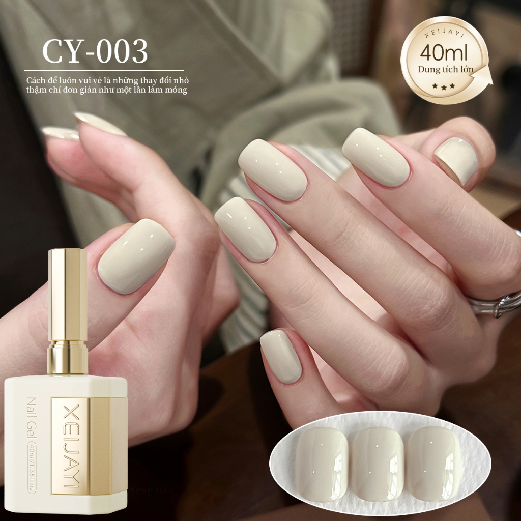 XEIJAYI 40ml - Sơn móng tay dạng gel màu trắng sữa chua, dung tích lớn, phù hợp với mọi tông da.