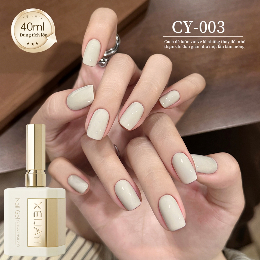 XEIJAYI 40ml - Sơn móng tay dạng gel màu trắng sữa chua, dung tích lớn, phù hợp với mọi tông da.