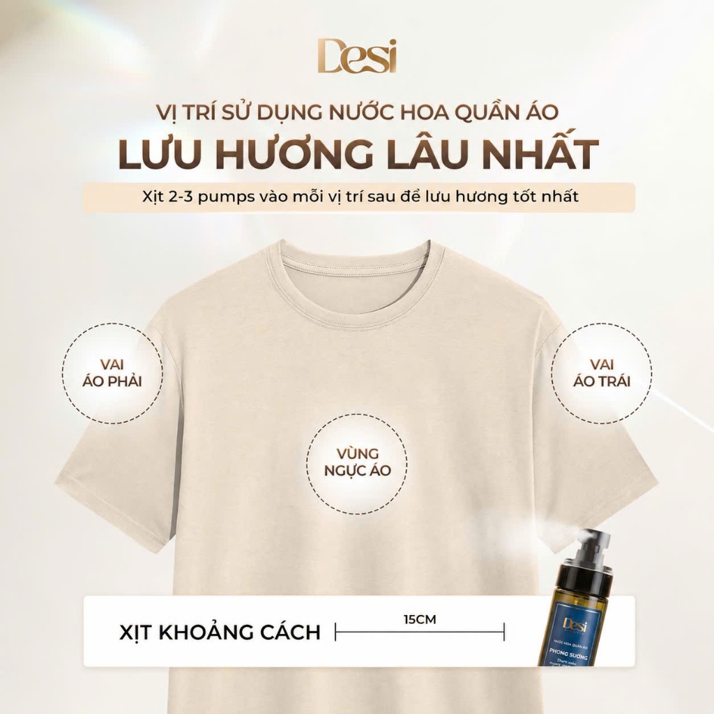Nước Hoa Quần Áo Desi Công Nghệ Lưu Hương Pháp, Xịt Khử Mùi Quần Áo Mùa Hè Thơm Lâu 24h Chai 100ml