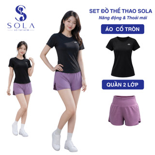 Set Đồ Gym Nữ Thời Trang Thể Thao Năng Động Áo Ôm Dáng Quần Short Thoải Mái SolaFit 3549