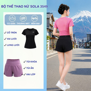 Set Đồ Gym Nữ Thời Trang Thể Thao Năng Động Áo Ôm Dáng Quần Short Thoải Mái SolaFit 3549