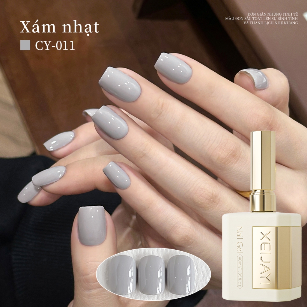 XEIJAYI 40ml -Sơn gel móng tay màu xám nhạt đơn giản, dung tích lớn, thích hợp cho việc tự làm móng.