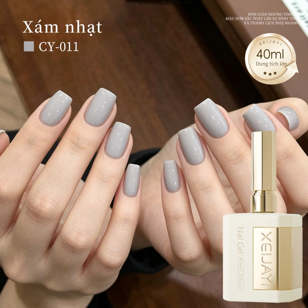 XEIJAYI 40ml -Sơn gel móng tay màu xám nhạt đơn giản, dung tích lớn, thích hợp cho việc tự làm móng.