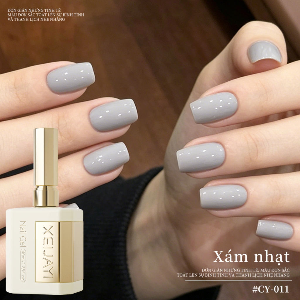 XEIJAYI 40ml -Sơn gel móng tay màu xám nhạt đơn giản, dung tích lớn, thích hợp cho việc tự làm móng.