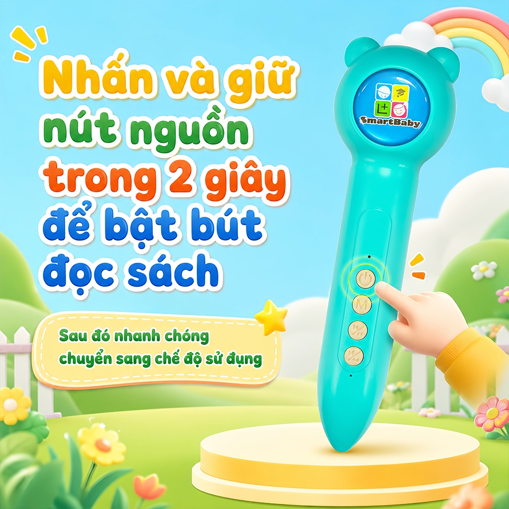 Bút cảm ứng cho bé song ngữ anh việt cho bé 3-10 tuổi – Bút điểm đọc thông minh 24 chủ đề, kèm sách tranh + flashcard