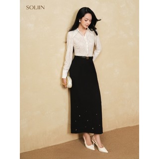 [SALE 14-16/7] Áo Sơ Mi Nữ Dài Tay SOLIIN Sơ Mi Ren Phối Cổ Lụa Phong Cách Công Sở Thanh Lịch | LINCY