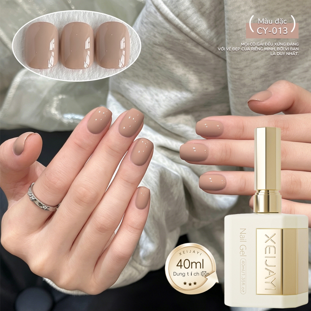 XEIJAYI 40ml - Sơn móng tay dạng gel màu hồng nâu ấm áp, thích hợp sử dụng hàng ngày.
