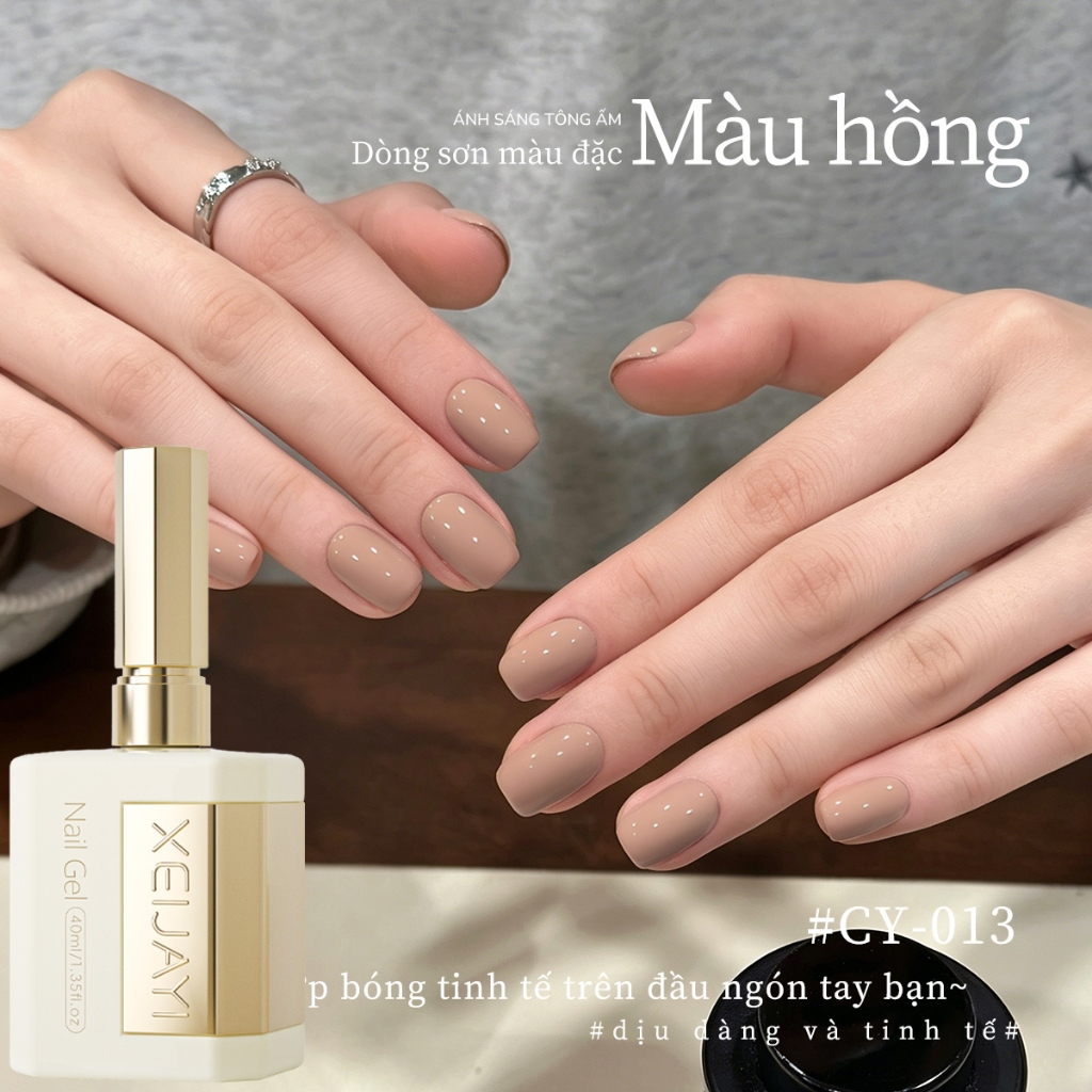 XEIJAYI 40ml - Sơn móng tay dạng gel màu hồng nâu ấm áp, thích hợp sử dụng hàng ngày.