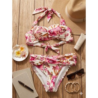 Set bơi 2 mảnh GIBSON, bikini đi biển nữ họa tiết hoa nhiệt đới siêu xinh, áo dây buộc sẵn đệm ngực