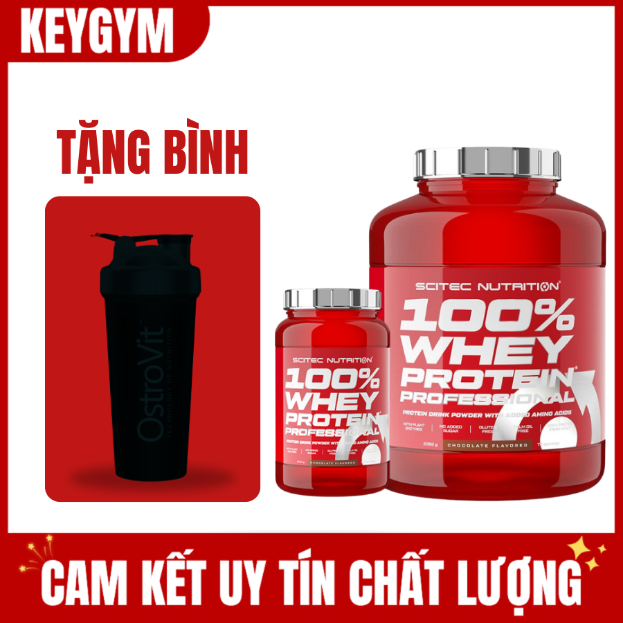 [SCITEC][TẶNG BÌNH] Sữa Bổ Sung Đạm 100% Whey Protein Professional Scitec Nutrition 2350G - 78sv