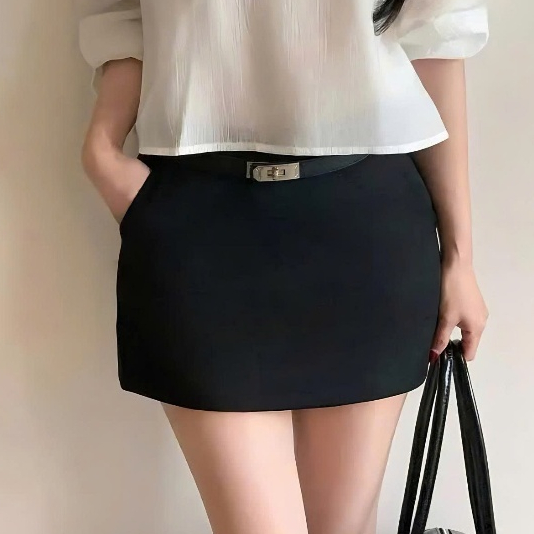 Chân Váy Dạ Ngắn Chữ A (Tặng Thắt Lưng) Nữ Tôn Eo Mùa Thu Đông Kimee KQ176