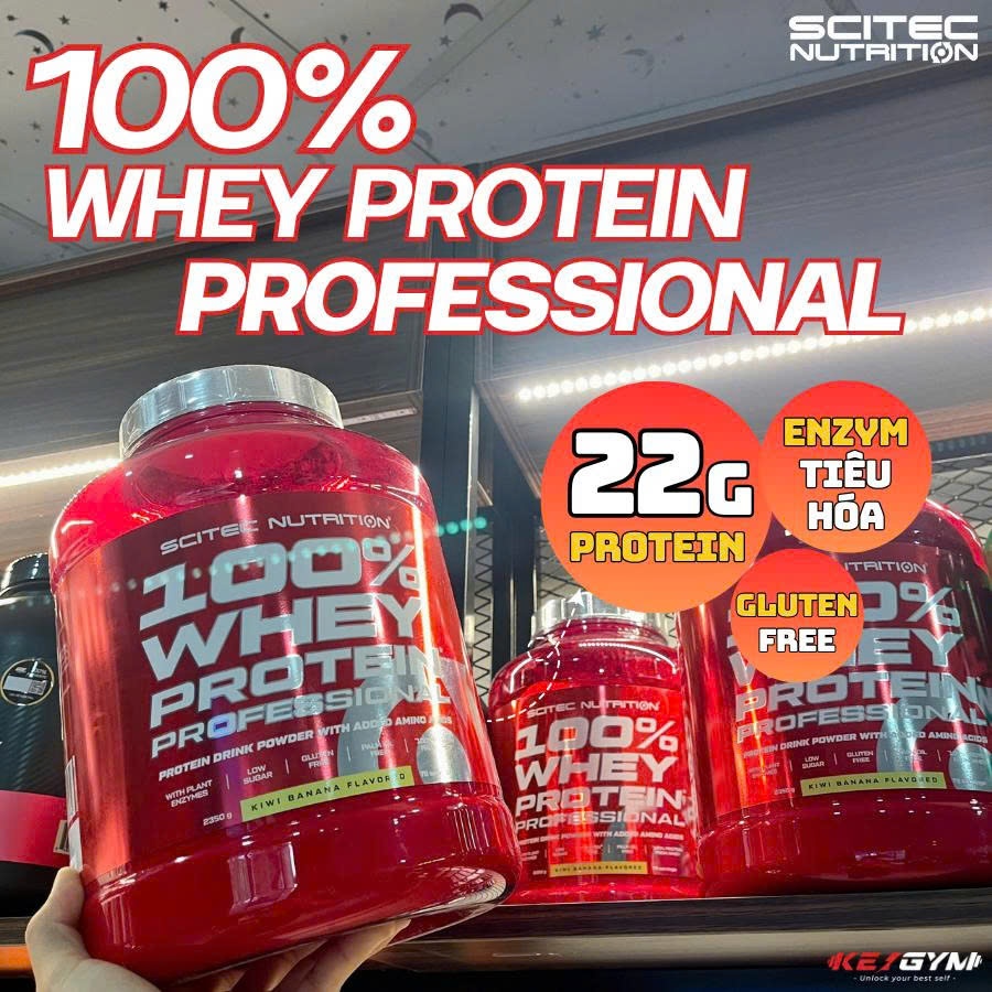 [SCITEC][TẶNG BÌNH] Sữa Bổ Sung Đạm 100% Whey Protein Professional Scitec Nutrition 2350G - 78sv