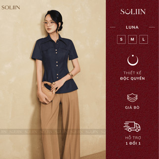 [SALE 14-16/7] Áo Peplum Cộc Tay Giả Bò SOLIIN Áo Thiết Kế Phong Cách Thanh Lịch Công Sở | Luna top