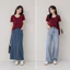 ÁO THUN NỮ CỔ TIM VIỀN BO BASIC BI.POSILÁ TAY NGẮN, COTTON BORIP LẠNH CO GIÃN 240GSM MỀM MỊN