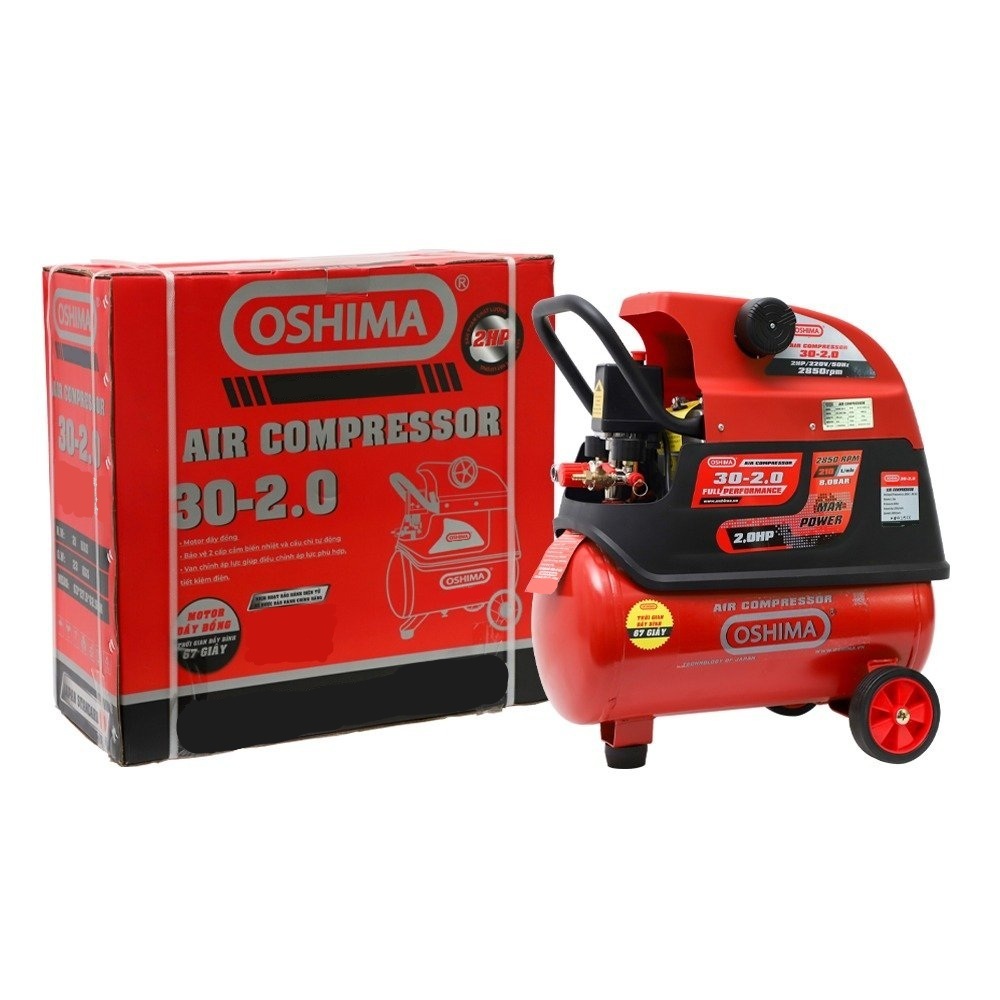 Máy Nén Khí Oshima 30L (Có Dầu), Công Suất 2.0HP, Sử Dụng Dây Đồng, Bảo Hành 12 Tháng