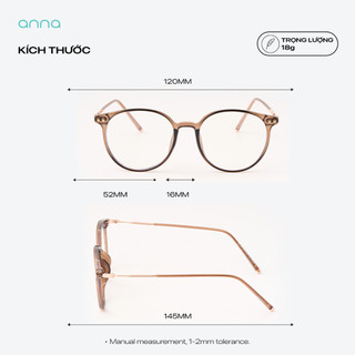 Gọng kính thời trang nam nữ ANNA kim loại dáng tròn unisex cá tính OL 01257