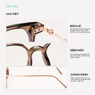 Gọng kính thời trang nam nữ ANNA kim loại dáng tròn unisex cá tính OL 01257