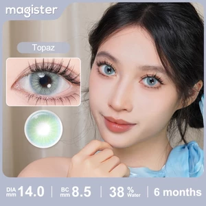 Magister kính áp tròng Queen seri cấp Cặp kính mềm Topaz DIA14MM Amber lens 6 tháng