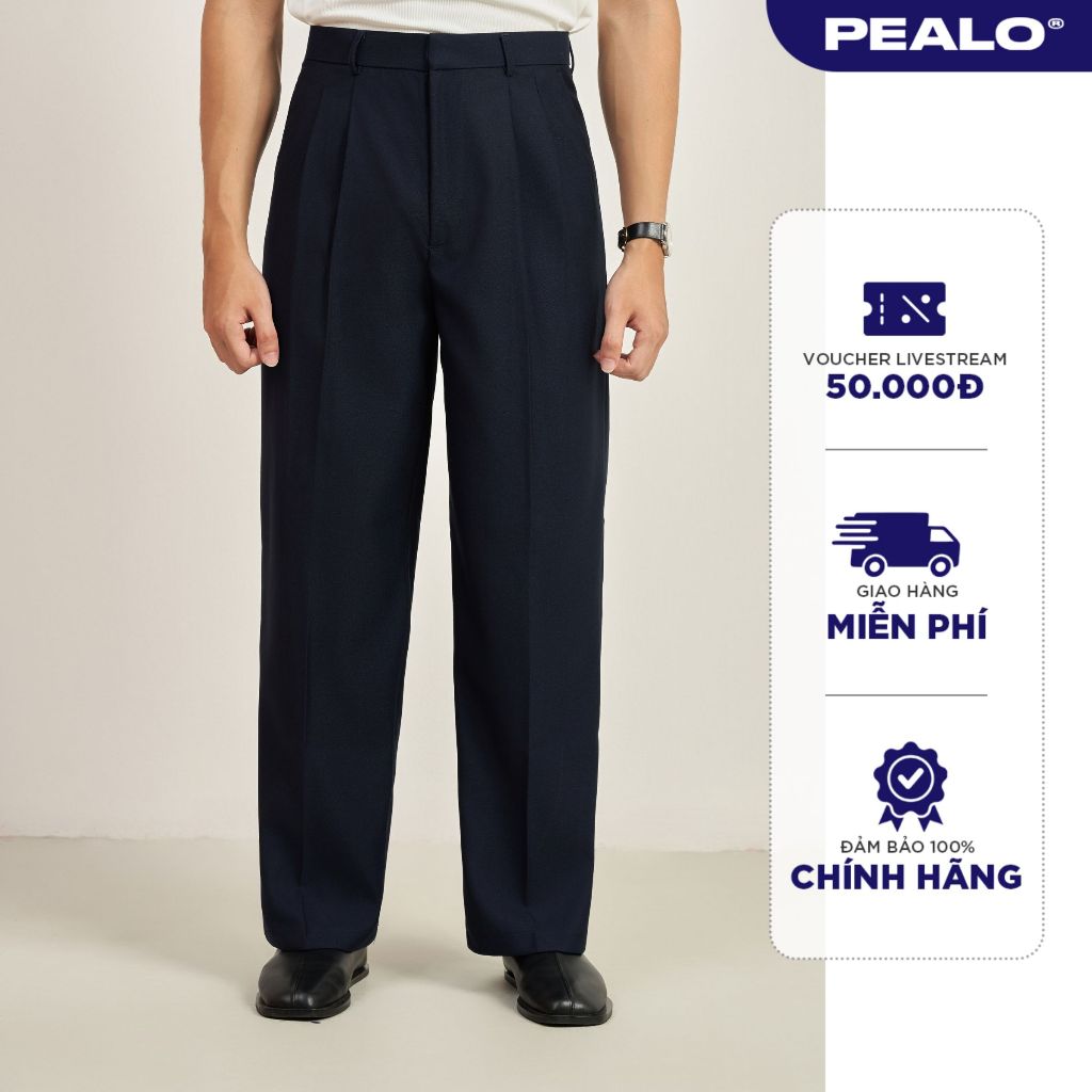 Quần âu nam Essential cạp cao PEALO form xuông Cạp cao chất liệu cao cấp SPT2