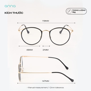 Gọng kính mắt thời trang nam nữ ANNA dáng mắt mèo chất liệu kim loại - 300HQ017