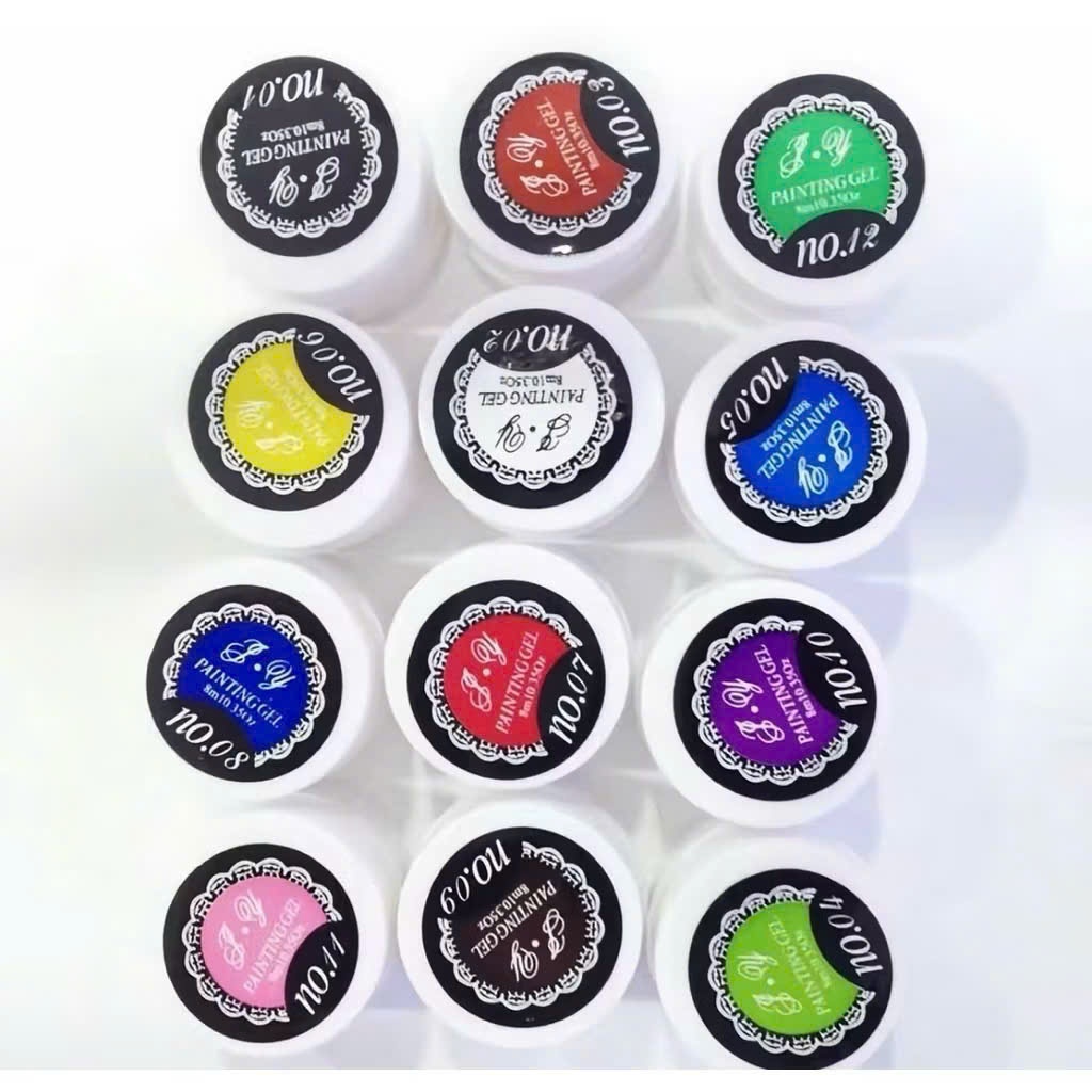 Set Gel Vẽ Nail 12 Màu Lên Màu Đẹp Sơn Gel Nail Art Dễ Vẽ Dễ Tạo Kiểu