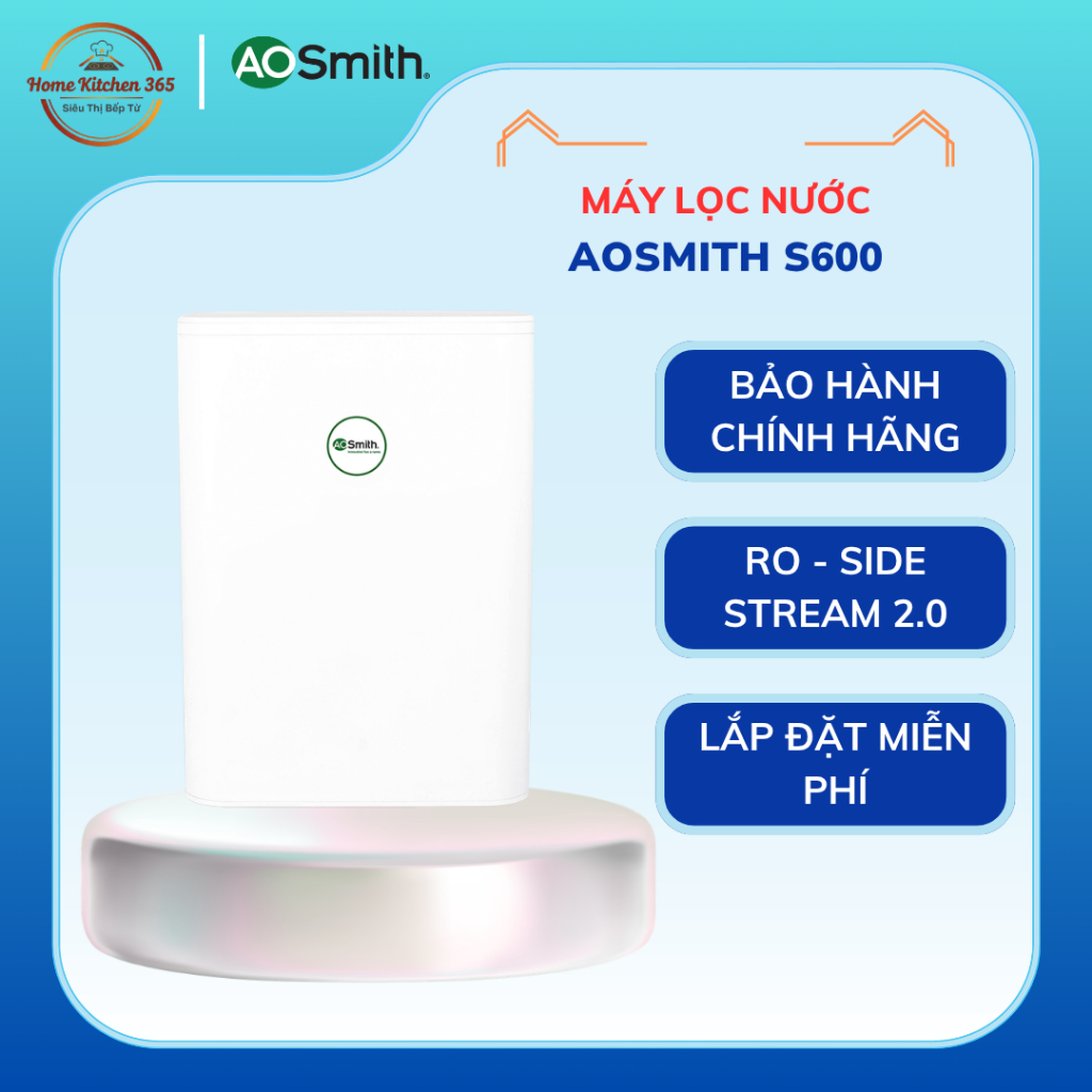Máy Lọc Nước RO Side Stream A. O. Smith (aosmith) S600 – Công Suất Lọc 1.5L/Phút
