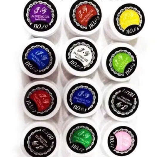 Set Gel Vẽ Nail 12 Màu Lên Màu Đẹp Sơn Gel Nail Art Dễ Vẽ Dễ Tạo Kiểu