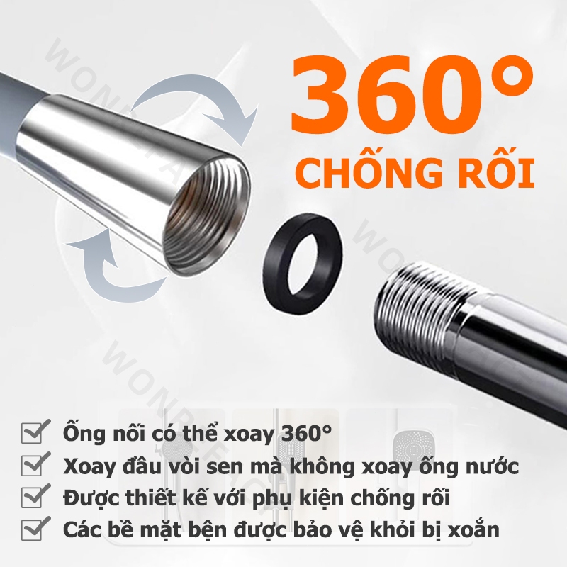 Dây Sen Silicone Siêu Dài 2.5M - Đầu Nối Đồng Thau Chống Ăn Mòn - Thiết Kế 5 Lớp Chống Nổ Chịu Áp Lực Nước Mạnh Mẽ