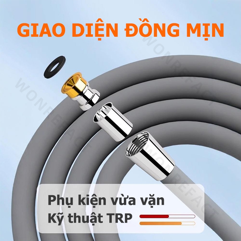 Dây Sen Silicone Siêu Dài 2.5M - Đầu Nối Đồng Thau Chống Ăn Mòn - Thiết Kế 5 Lớp Chống Nổ Chịu Áp Lực Nước Mạnh Mẽ