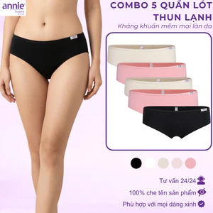 Combo 5 quần lót nữ thun lạnh lưng cao annie QE4535 mềm mại, thoáng mát, vải lót cotton thấm hút mồ hôi tốt