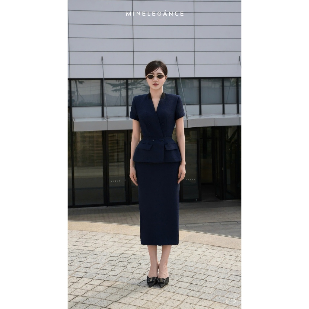 MINELEGÁNCE | SET VEST & CHÂN VÁY BÚT CHÌ THANH LỊCH, SANG TRỌNG - MIN110