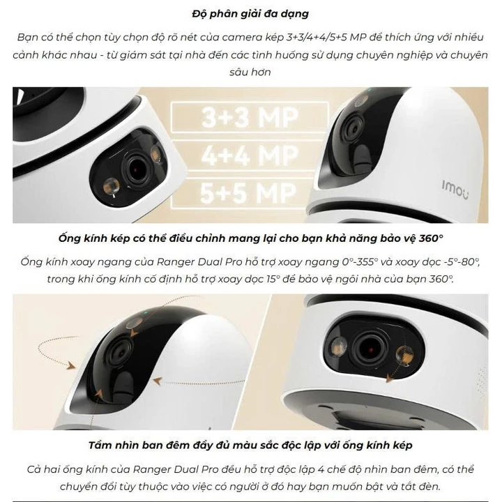 Camera IMOU Wifi Ranger Dual Pro IPC-S2XEP-10M0S - Camera Kép Quay Quét 360°, WiFi 6, AI Phát Hiện Người & Thú Cưng – 6